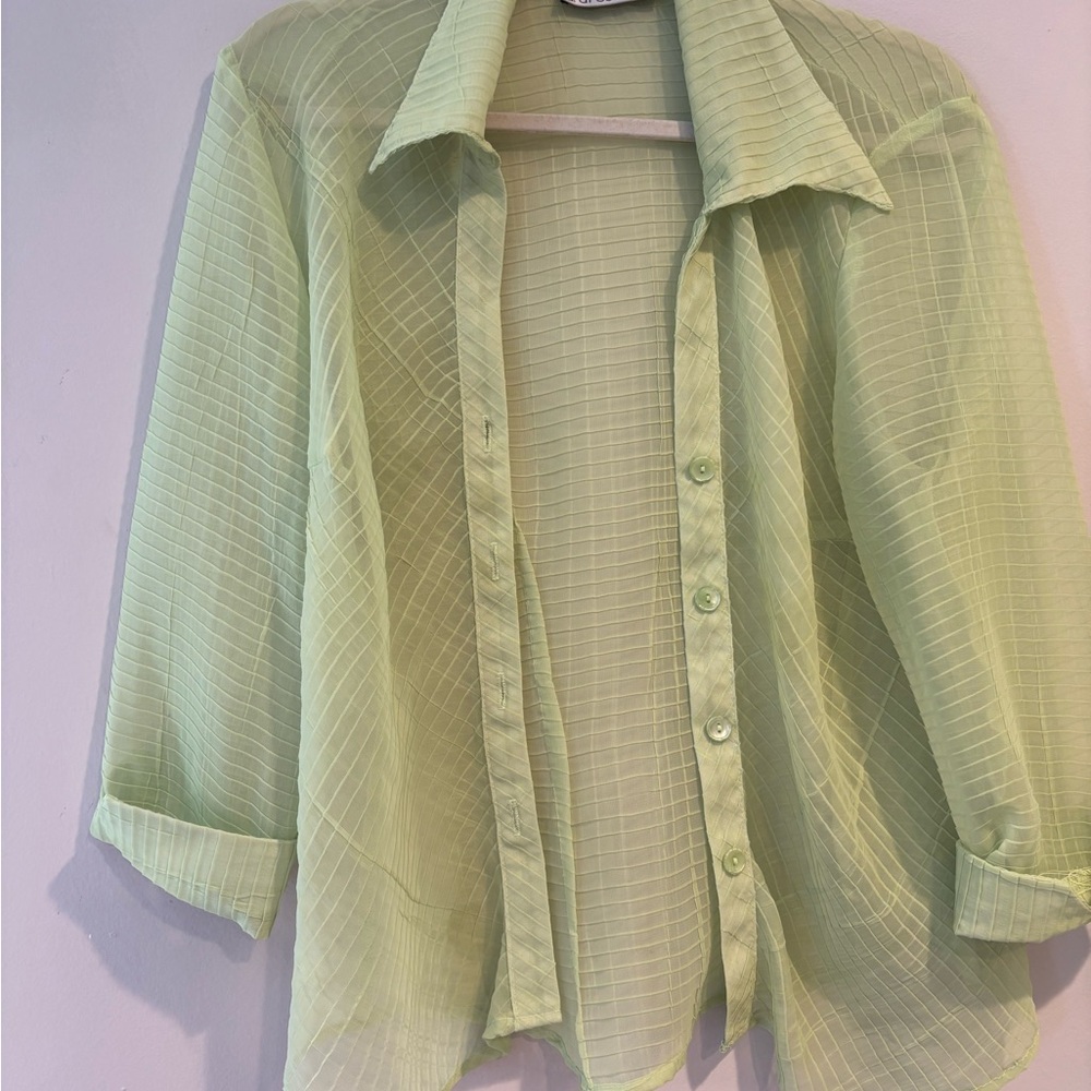 Dressbarn Light Green Ribbed Blouse - Picture 2 of 4